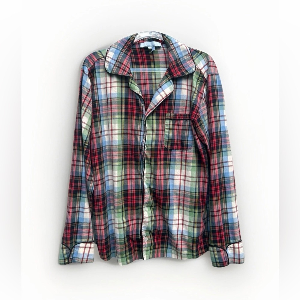 Hill House Pajama Top Women XS Plaid Flannel Button Down 100% Cotton Quentin